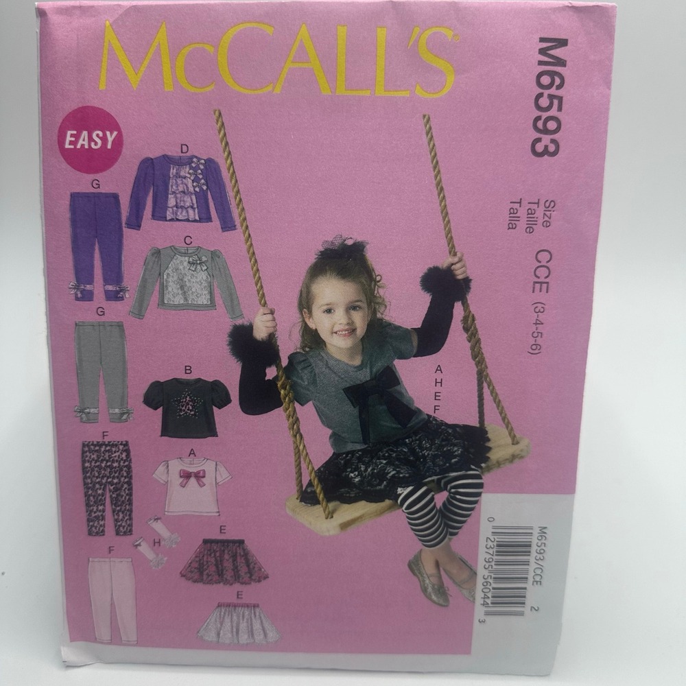 McCall's Sewing Pattern Childrens 3-4-5-6 Uncut Factory Folded M6593